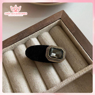Kẹp tóc nhung đính đá, kẹp tóc mái Chồi accessories phong cách nữ tính K240