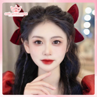 Set 2 kẹp tóc nơ nhung đáng yêu nơ nhung màu đỏ, đen Y127