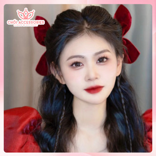 Set 2 kẹp tóc nơ nhung đáng yêu nơ nhung màu đỏ, đen Y127
