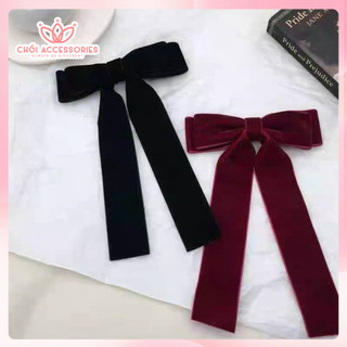Dây buộc tóc nơ nhung 2 tầng rủ dài cho bạn nữ Y329