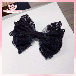 Kẹp tóc nơ ren phồng tiểu thư, kẹp tóc nơ điệu đà ren hot trend Y055