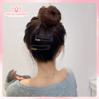 Kẹp tách đen vuông đính chữ và icon Chồi accessories đáng yêu phong cách nữ tính K261