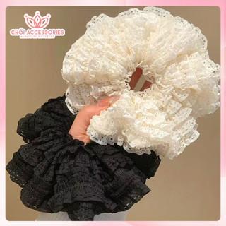 Scrunchies ren to xòe nhiều lớp mềm mại, sang chảnh cho bạn gái K010