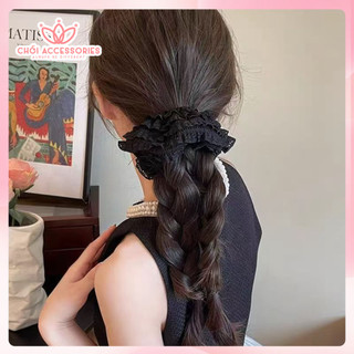 Scrunchies ren to xòe nhiều lớp mềm mại, sang chảnh cho bạn gái K010