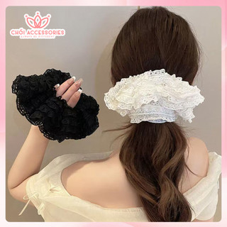 Scrunchies ren to xòe nhiều lớp mềm mại, sang chảnh cho bạn gái K010