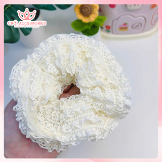 Scrunchies ren to xòe nhiều lớp mềm mại, sang chảnh cho bạn gái K010