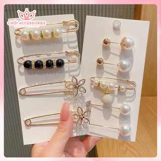 Cài áo ngọc trai nhân tạo, cài khăn hoa nhiều mẫu thanh lịch thời trang Chồi accessories CA67