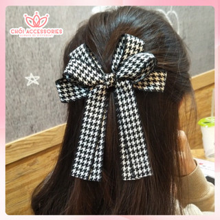 Cặp tóc nơ caro, kẹp tóc nữ tính phối màu thanh nhã Chồi accessories phong cách tiểu thư Y144