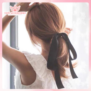 Dây buộc tóc nơ lụa rủ dài bản to đáng yêu Chồi accessories, dây cột tóc nơ lớn cho bạn gái cá tính - Y243