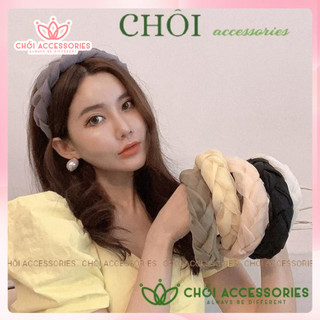 Bờm tóc tết voan bản to nữ Chồi accessories, băng đô voan bện kiểu mấn bản lớn tiểu thư Y015