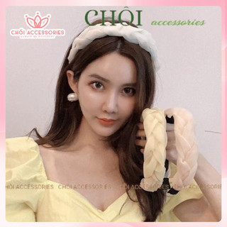 Bờm tóc tết voan bản to nữ Chồi accessories, băng đô voan bện kiểu mấn bản lớn tiểu thư Y015