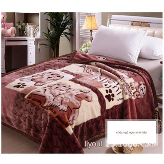 Chăn mền HiLOGI tuyết nhung 3.5kg, dài 1m9x2m1, dày 2 lớp, bông cotton mềm mịn, mùa đông 2mx2m.