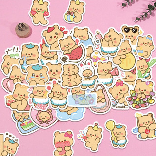 100 sticker gấu bơ dễ thương hình dán trang trí kích thước 3-4cm không trùng lặp cắt sẵn có keo dán