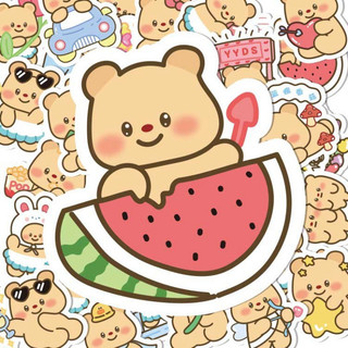 100 sticker gấu bơ dễ thương hình dán trang trí kích thước 3-4cm không trùng lặp cắt sẵn có keo dán