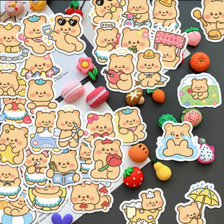 100 sticker gấu bơ dễ thương hình dán trang trí kích thước 3-4cm không trùng lặp cắt sẵn có keo dán