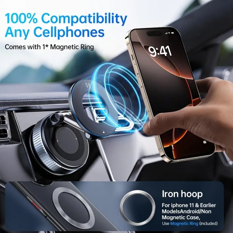 Giá Đỡ Điện Thoại Từ Tính N52 360° Hút Chân Không – Gập Gọn, Điều Chỉnh Góc, Giữ Cực Chắc