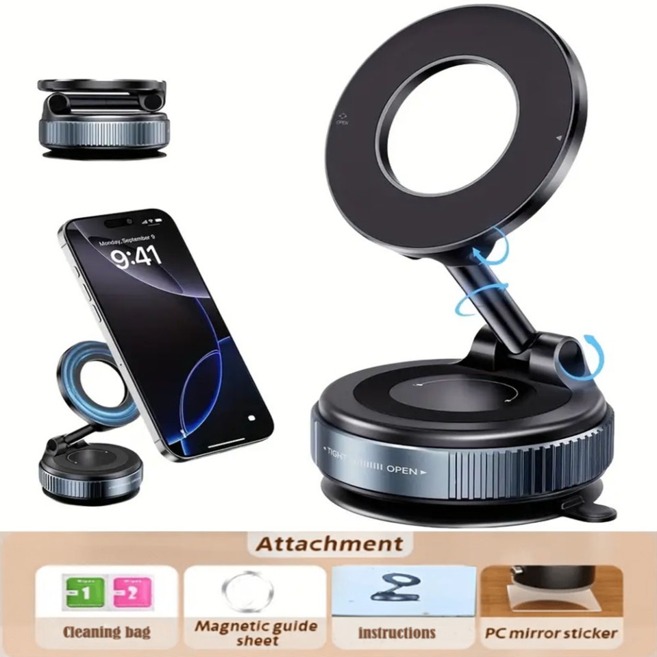 Giá Đỡ Điện Thoại Từ Tính N52 360° Hút Chân Không – Gập Gọn, Điều Chỉnh Góc, Giữ Cực Chắc