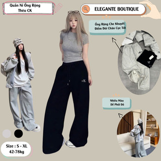 Quần Nỉ Bông Ống Rộng ELEGANTE Boutique Chất Liệu Nỉ Bông Siêu Dày Dặn Cực Kì Dễ Phối Đồ