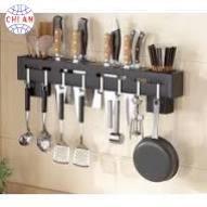 Kệ Dao Kéo Dán Tường Inox/Thép Đen–Có Ống Đũa Nhựa, Móc Treo Nhựa, Chịu Lực Tốt, Tặng Kèm Miếng Dán