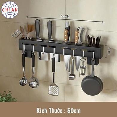 Kệ Dao Kéo Dán Tường Inox/Thép Đen–Có Ống Đũa Nhựa, Móc Treo Nhựa, Chịu Lực Tốt, Tặng Kèm Miếng Dán