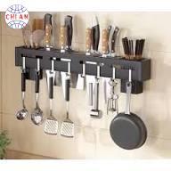 Kệ Dao Kéo Dán Tường Inox/Thép Đen–Có Ống Đũa Nhựa, Móc Treo Nhựa, Chịu Lực Tốt, Tặng Kèm Miếng Dán