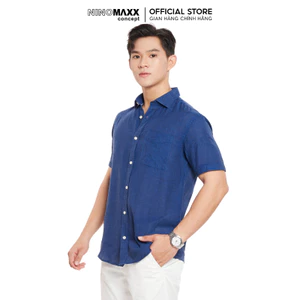 Áo Sơ Mi Nam Basic Tay Ngắn Chất Liệu Linen NINOMAXX 2311019