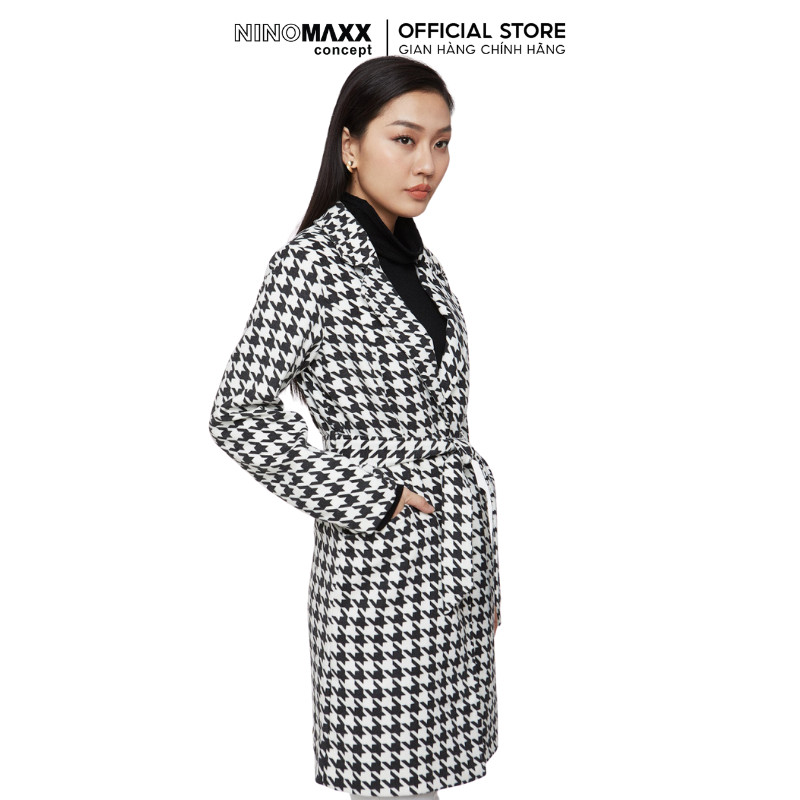 [CÒN TRẮNG ĐEN] N&M Áo Khoác Dạ Măng Tô Nữ Caro 1906031
