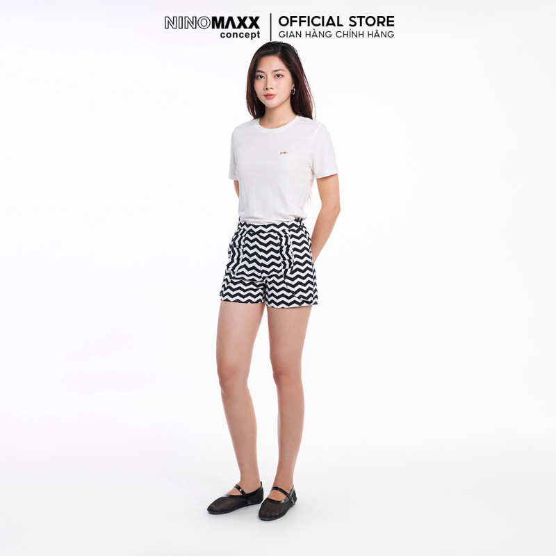 Quần Short Nữ Cotton Kẻ sọc N&M Thương Hiệu NINOMAXX 1807128