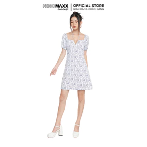 NINOMAXX Đầm nữ thời trang họa tiết phối dây chất liệu viscose 2205010