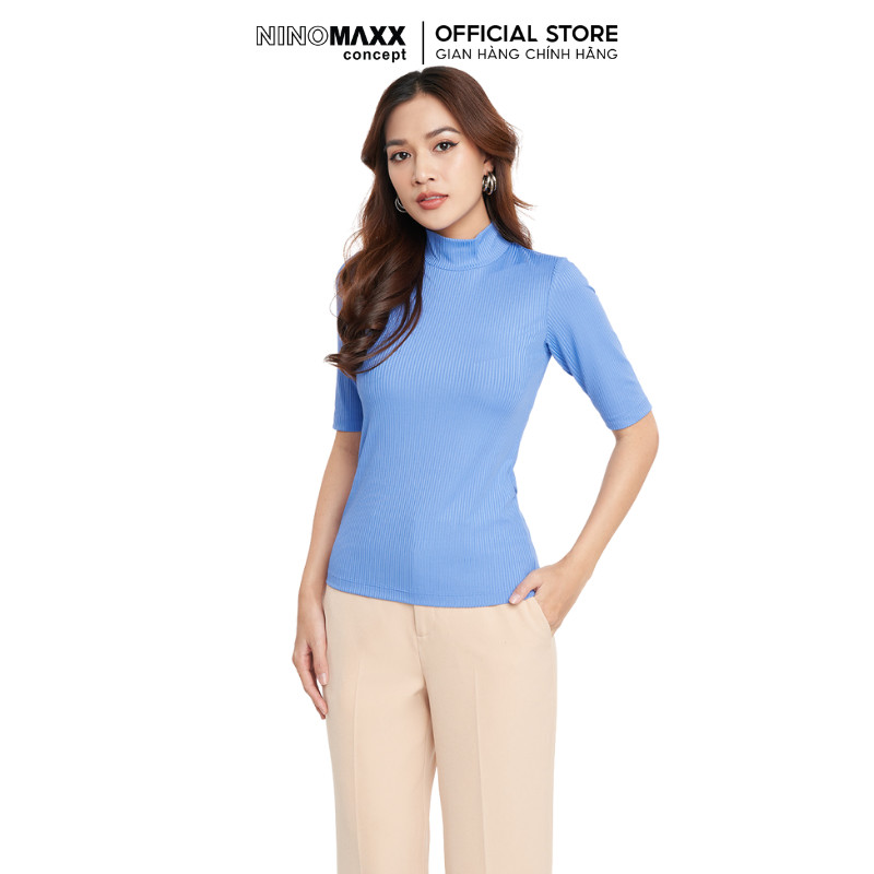 [CÒN SIZE S] Áo Thun Nữ Cổ Lọ Thun Gân Nổi Đơn Giản N&M Thương Hiệu NINOMAXX 2205016