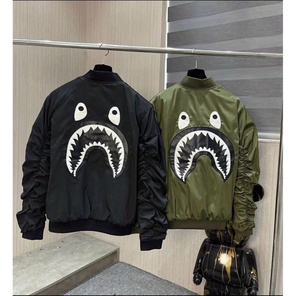 Áo khoác gió bomber in hình cá mập chất vải gió 2 lớp dành cho nam nữ from unisex Hot Trend 2025