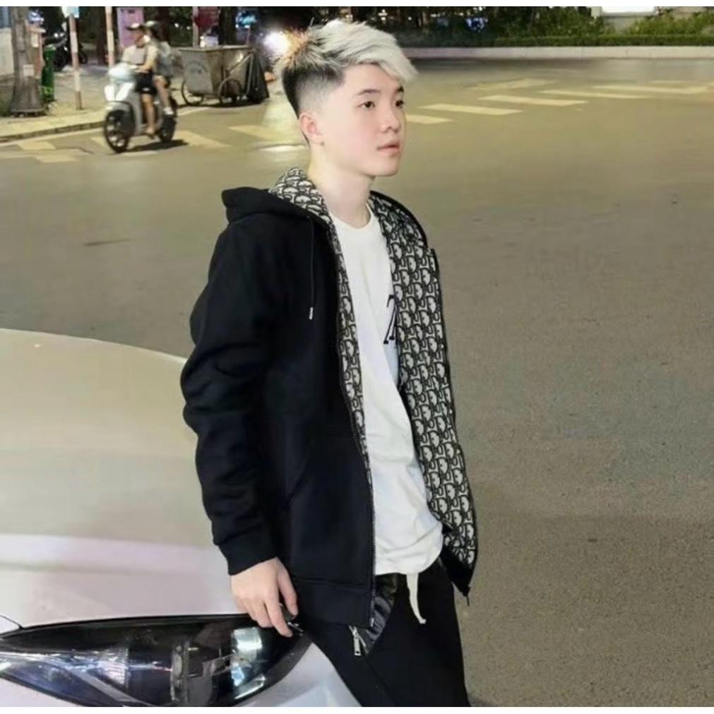 Áo  khoác nỉ lót vân i-o chất nỉ tàu mũ 2 lớp dập hoạ tiết dành cho nam nữ from dáng unisex Hot Trend 2025