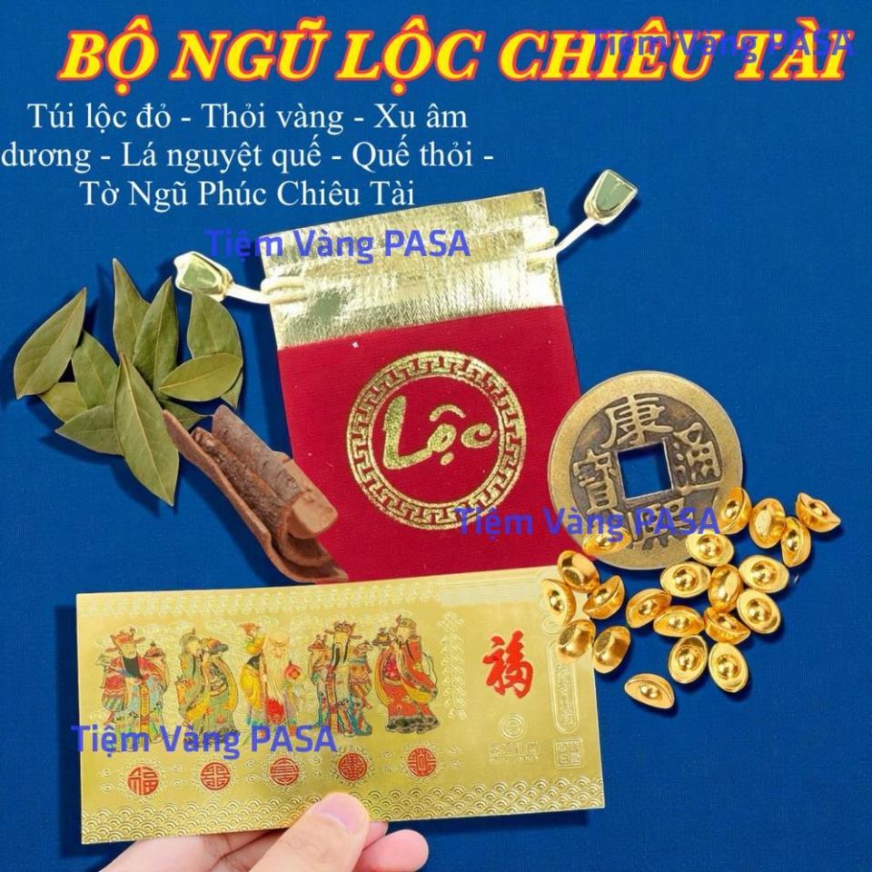 <RƯỚC LỘC> <Có Hướng Dẫn> Set Ngũ Lộc Nuôi Tiền Cái Đài Loan – Gồm 6 Món Phong Thủy , Tăng Lộc Đầu Năm