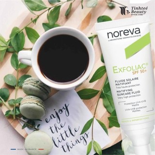 Kem chống nắng làm mờ khuyết điểm dành cho da dầu mụn Noreva Exfoliac Matifing Suncare Fluid SPP50+ 40ML