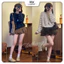 Áo cardigan len lông thỏ kẻ sọc ngang phối cúc đồng LEN252
