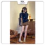 Áo cardigan len lông thỏ kẻ sọc ngang phối cúc đồng LEN252