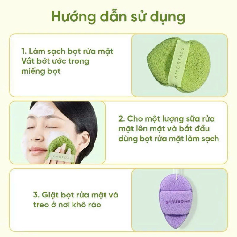 3 Bông Mút Rửa Mặt Polyurethane Cao Cấp – Tạo Bọt Mịn, Làm Sạch Sâu, Mềm Da Tự Nhiên