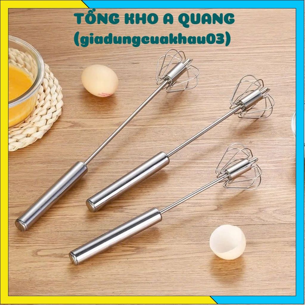 DỤNG CỤ TRỘN BỘT THỦ CÔNG GIA ĐÌNH - Cây Đánh Trứng Inox Tự Động Tiện Dụng,Cây Đánh Trứng Có Trục Xoay Tự Động Mini