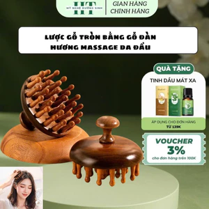 Lược gỗ đàn hương massage giảm rụng tóc massage da đầu chống tĩnh điện - Mỹ nghệ dưỡng sinh HT