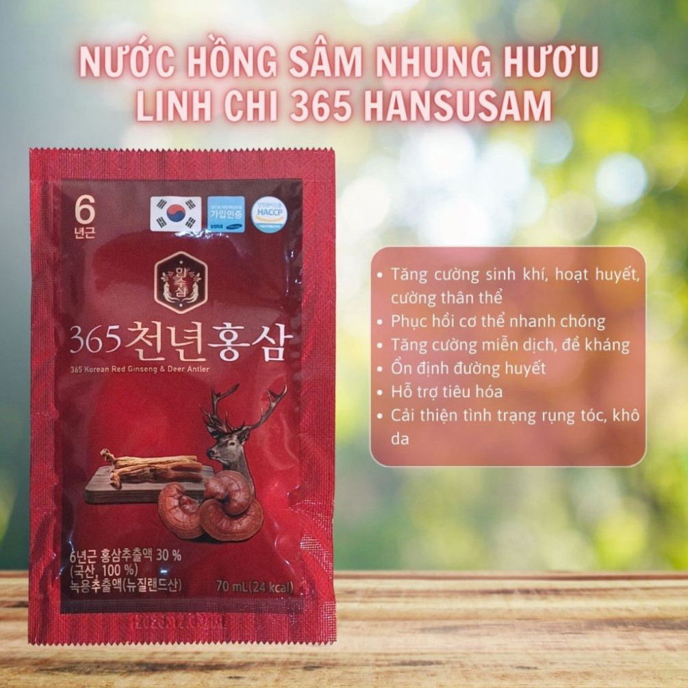 Nước Hồng Sâm Linh Chi Nhung Hươu Hankwanjang Mẫu Mới (70ml x 60 gói) - Sản phẩm từ KOREPHARMA ( hàng mới về )