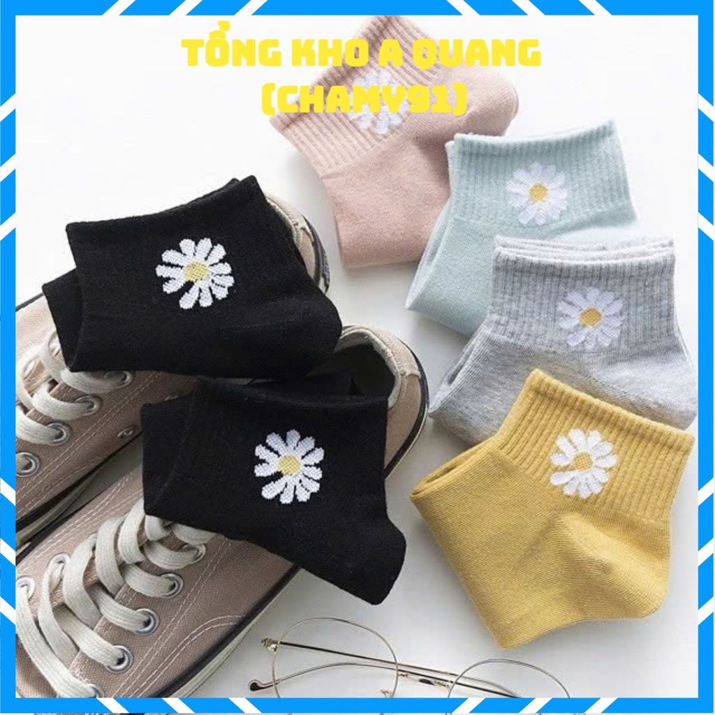 TÚI 10 ĐÔI TẤT THỜI TRANG NHIỀU MÀU TRẺ TRUNG - Set Tất Hoa Cúc Phong Cách Hàn Quốc,Vớ Nữ Nhiều Màu Xinh Xắn Đẹp Cao Cấp