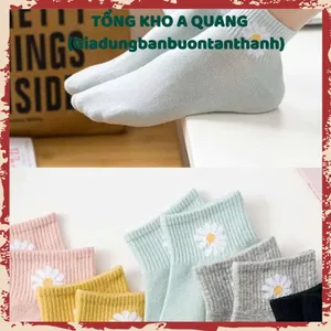VỚ NỮ ĐẸP PHONG CÁCH TRẺ TRUNG CÁ TÍNH - Set 10 Đôi Tất Nữ Cotton Cổ Ngắn Kèm Túi Rút,Combo 10 Đôi Tất Họa Tiết Hoa Cúc