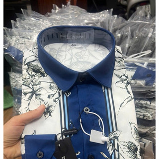 Áo Sơ Mi Dài Tay Hoa Văn Nghệ Thuật Đẳng Cấp Form Slim Màu Trắng Xanh Navy - Ninh Shop Boy Phố 2025