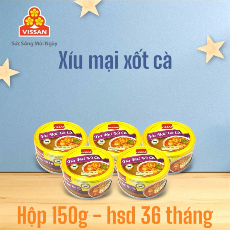 [Combo 5 Hộp] Xíu Mại Xốt Cà Vissan 150g Chính Hãng Date 2029, HSD 36 Tháng, Ăn Liền Tiện Lợi