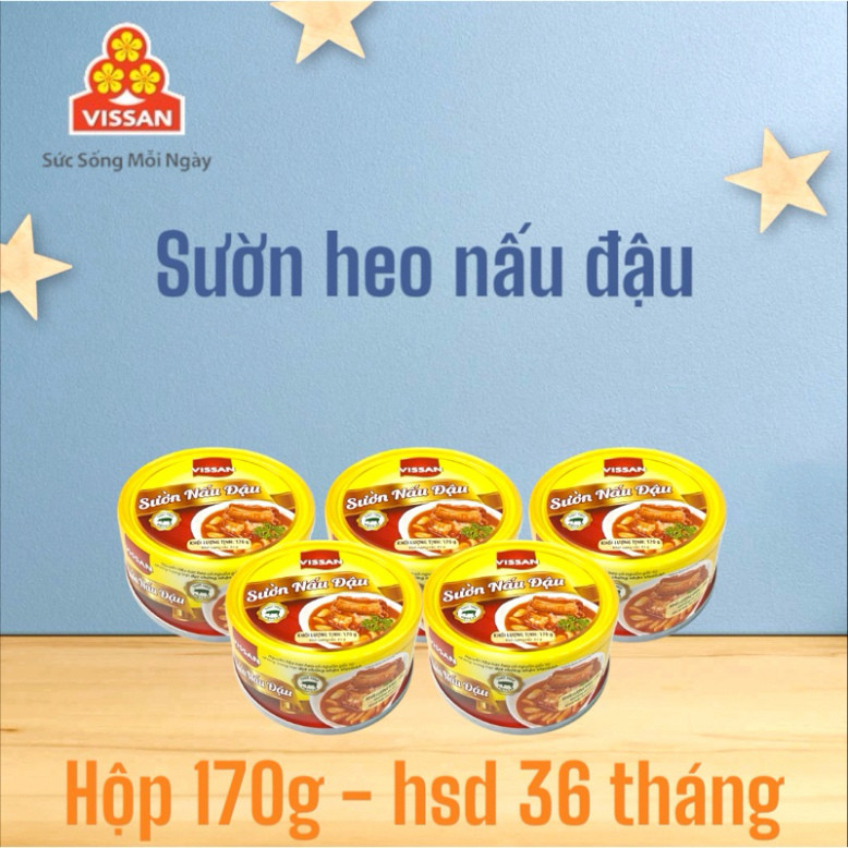 [Combo 5 hộp] Sườn Nấu Đậu Vissan 170g Chính Hãng Date 2029 Ăn Liền Tiện Lợi