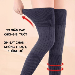 Tất đầu gối lót lông mềm siêu dày co giãn tốt, giữ nhiệt, thoải mái vận động ngày lạnh - TGN05