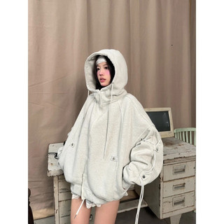 Áo Khoác Zip Cổ Cao Phối Dây Nỉ - Áo khoác Nỉ Dây Kéo Phối Dây Nam Nữ Hot Trend 2025