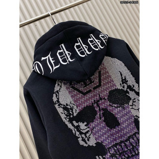 Áo Khoác Hoodie Philipp Plein Đính Đá Đầu Lâu TO CHỮ MŨLogo Kim Loại - Áo Khoác Nam Nữ Philip Hot Trend 2025