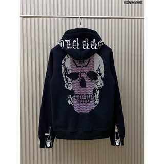 Áo Khoác Hoodie Philipp Plein Đính Đá Đầu Lâu TO CHỮ MŨLogo Kim Loại - Áo Khoác Nam Nữ Philip Hot Trend 2025