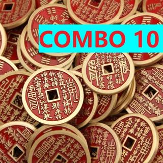 Túi 5 10 Đồng Xu Chu Sa - LOẠI 1 - Tứ Phương Bát Bảo